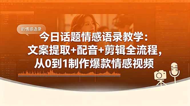 (18719期)今日话题情感语录教学:文案提取+配音+剪辑全流程,从0到1制作爆款情感视频-邪修侠