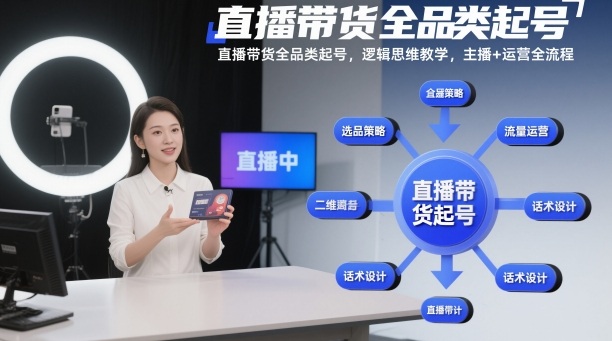 直播带货全品类起号,逻辑思维教学,主播+运营全流程-邪修侠