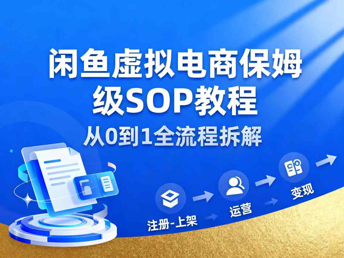 闲鱼虚拟电商,月入轻松过1W,保姆级SOP教程-邪修侠