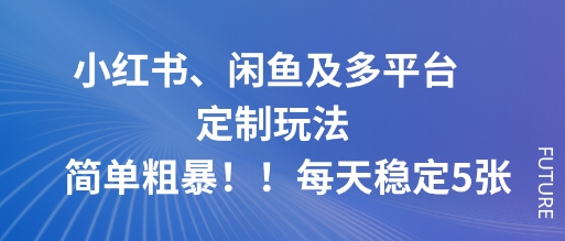 小红书、闲鱼及多平台定制玩法简单粗暴!每天稳定5张-邪修侠