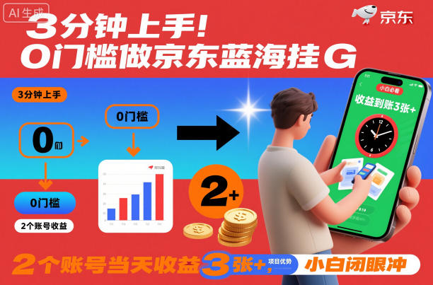 3分钟上手!0门槛做京东蓝海全自动掘金,2个账号当天收益3张+,小白闭眼冲【揭秘】-邪修侠