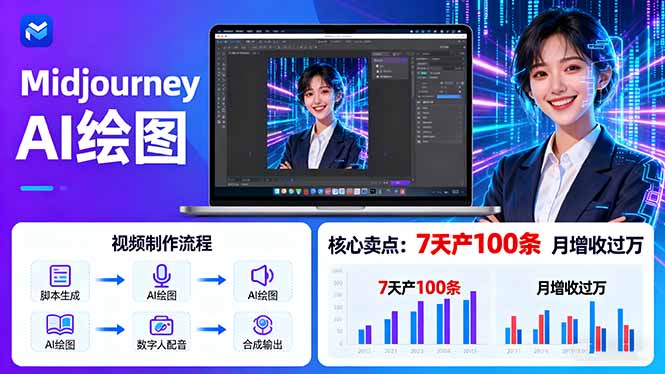 AI绘图照片开口说话视频制作:Midjourney+数字人,7天产100条月增收过万-邪修侠