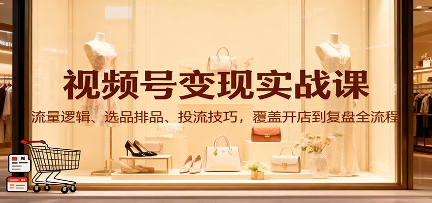 视频号变现实战课：流量逻辑、选品排品、投流技巧，覆盖开店到复盘全流程-邪修侠