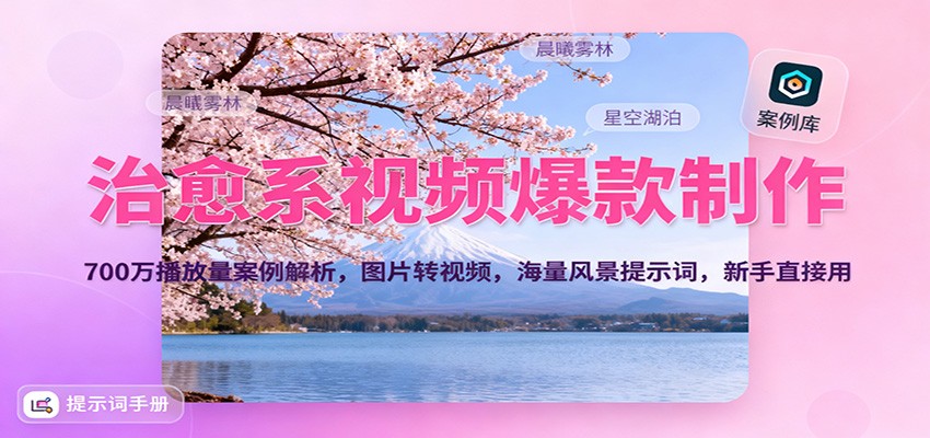 治愈系视频爆款制作，700万播放量案例解析，图片转视频，海量风景提示词，新手直接用-邪修侠