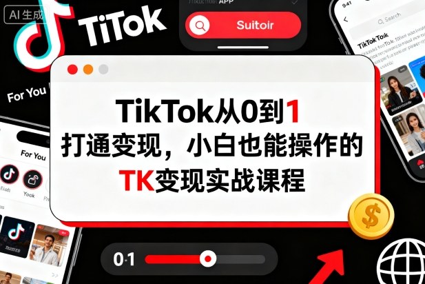 TikTok从0到1打通变现,小白也能操作的TK变现实战课程-邪修侠