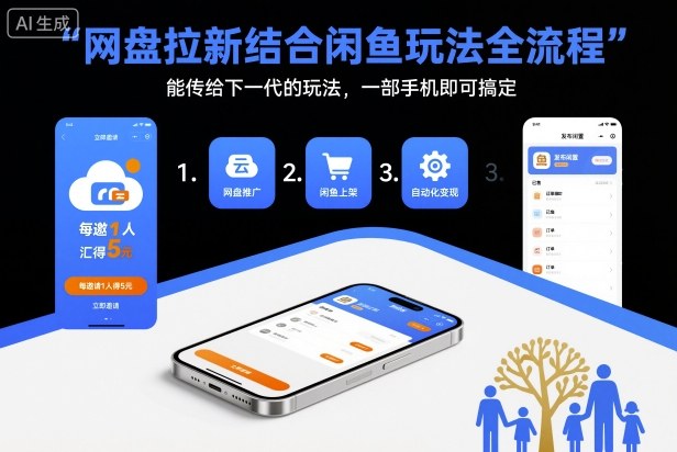 网盘拉新结合闲鱼玩法全流程,能传给下一代的玩法,一部手机即可搞定(附入口渠道以及实操教程)-邪修侠