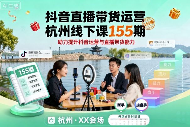 抖音直播带货运营杭州线下课155期,助力提升抖音运营与直播带货能力-邪修侠