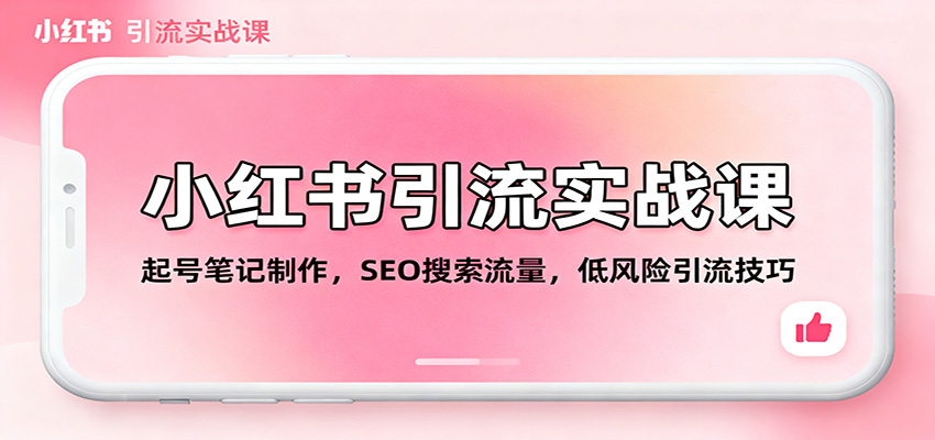 小红书引流实战课:起号笔记制作,SEO搜索流量,低风险引流技巧-邪修侠