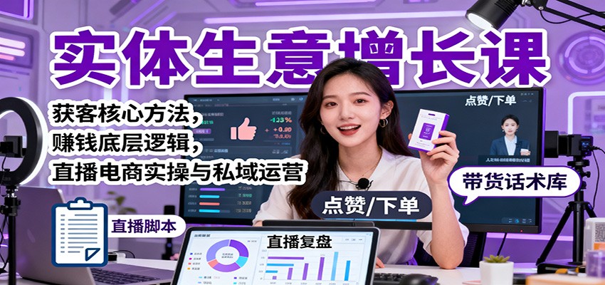 实体生意增长课:获客核心方法,赚钱底层逻辑,直播电商实操与私域运营-邪修侠