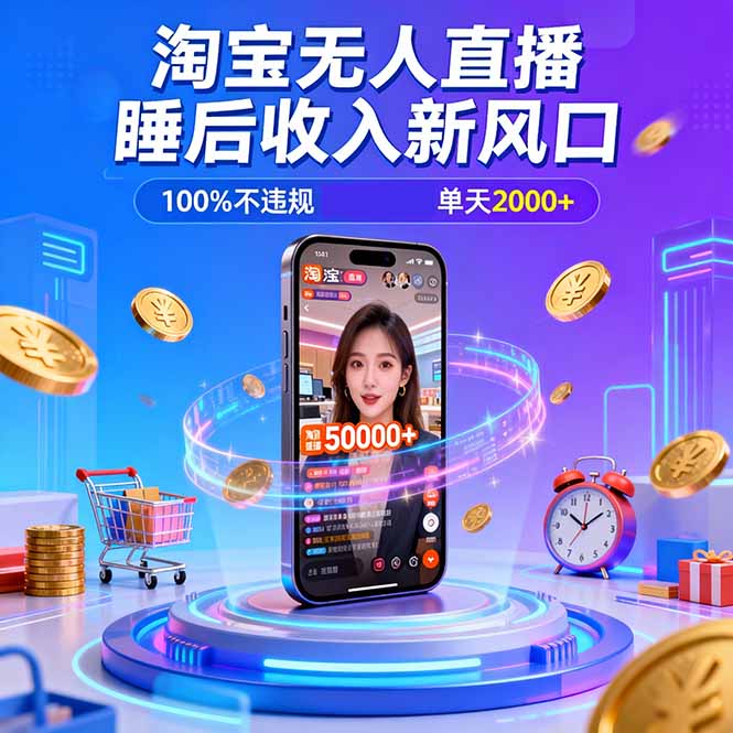淘宝无人直播,不违规不封号,直播100小时卖了5万,年底旺季!-邪修侠