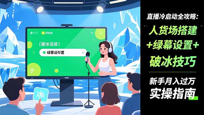 直播冷启动全攻略:人货场搭建+绿幕设置+破冰技巧,新手月入过万实操指南-邪修侠
