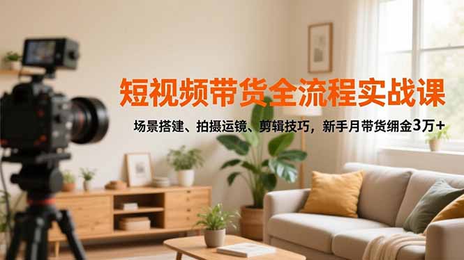 短视频带货全流程实战课,场景搭建、拍摄运镜、剪辑技巧,新手月带货佣金3万+-邪修侠
