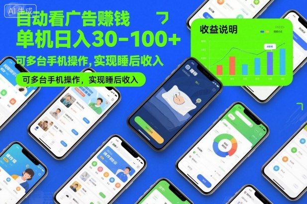 自动看广告賺钱,单机日入30-100+,可多台手机操作,实现睡后收入【揭秘】-邪修侠