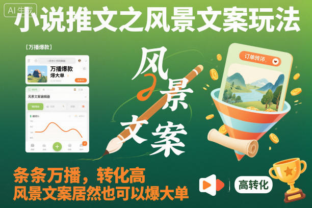 小说推文之风景文案玩法，条条万播，转化高，风景文案居然也可以爆大单！-邪修侠