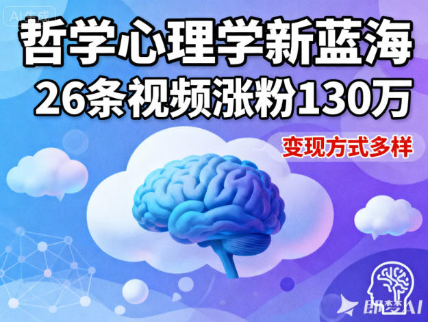 短视频新蓝海,哲学心理学赛道,26条视频涨粉130W,变现方式多样-邪修侠