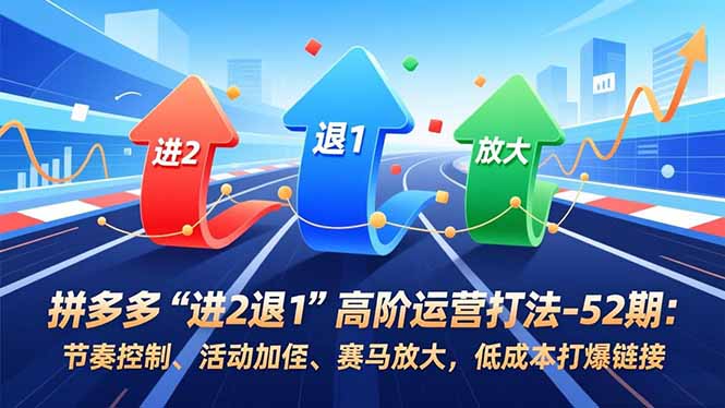 拼多多“进2退1”高阶运营打法-52期:节奏控制、活动加权、赛马放大,低成本打爆链接-邪修侠
