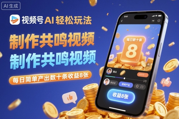 视频号AI轻松玩法,制作共鸣视频,每日简单产出数十条收益8张-邪修侠