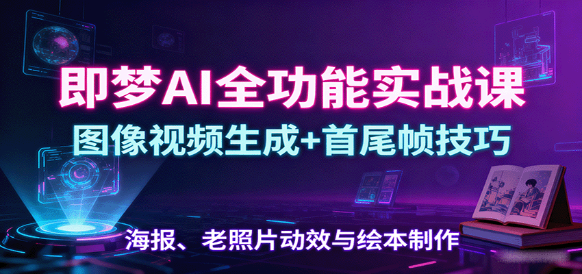 即梦AI全功能实战课:图像视频生成+首尾帧技巧,海报、老照片动效与绘本制作-邪修侠