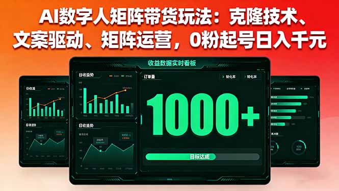 AI数字人矩阵带货玩法:克隆技术、文案驱动、矩阵运营,0粉起号日入千元-邪修侠