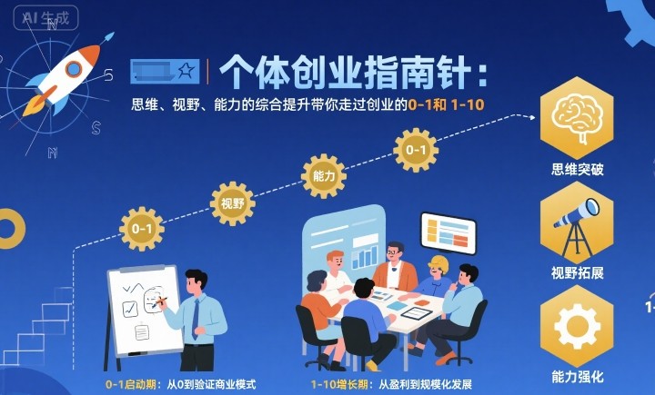 个体创业指南针,思维、视野、能力的综合提升带你走过创业的0-1和1-10【音频】-邪修侠