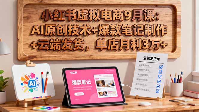 小红书虚拟电商9月课:AI原创技术+爆款笔记制作+云端发货,单店月利3万+-邪修侠