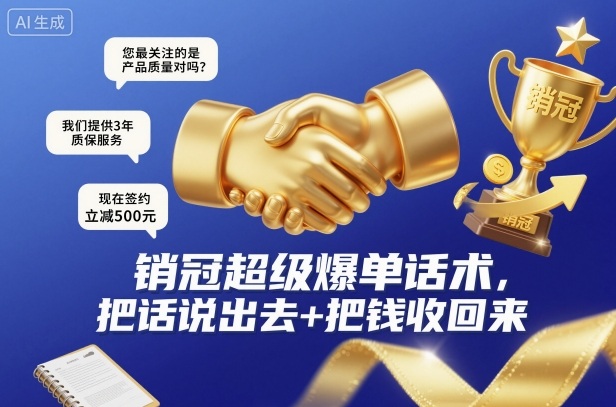 销冠超级爆单话术,把话说出去+把钱收回来-邪修侠