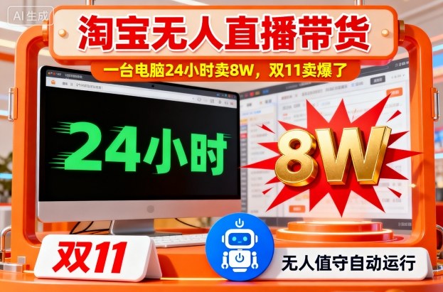 淘宝无人直播带货,一台电脑214小时卖8W,双11卖爆了【揭秘】-邪修侠
