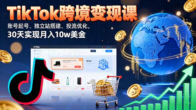 TikTok跨境变现课:账号起号、独立站搭建、投流优化,30天实现月入10w美金-邪修侠
