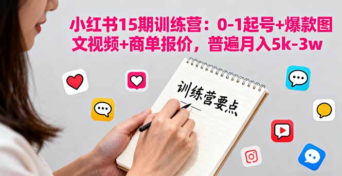 小红书15期训练营:0-1起号+爆款图文视频+商单报价,普遍月入5k-3w-邪修侠