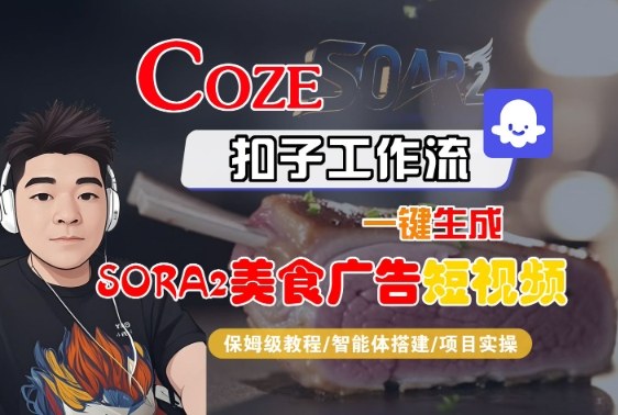 Coze扣子智能体工作流一键生成“SORA2美食广告“短视频,全流程保姆级教学-邪修侠
