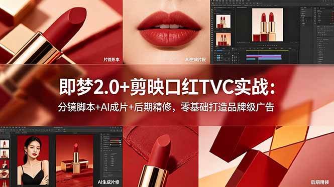 (18729期)即梦2.0+剪映口红TVC实战:分镜脚本+AI成片+后期精修,零基础打造品牌级广告-邪修侠