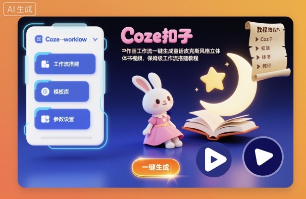 Coze扣子工作流一键生成童话皮克斯风格立体书视频,保姆级工作流搭建教程-邪修侠