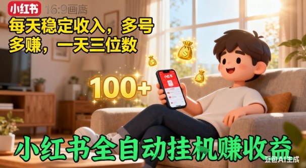 小红书自动挂G賺收益,每天稳定收入,多号多賺,一天三位数【揭秘】-邪修侠