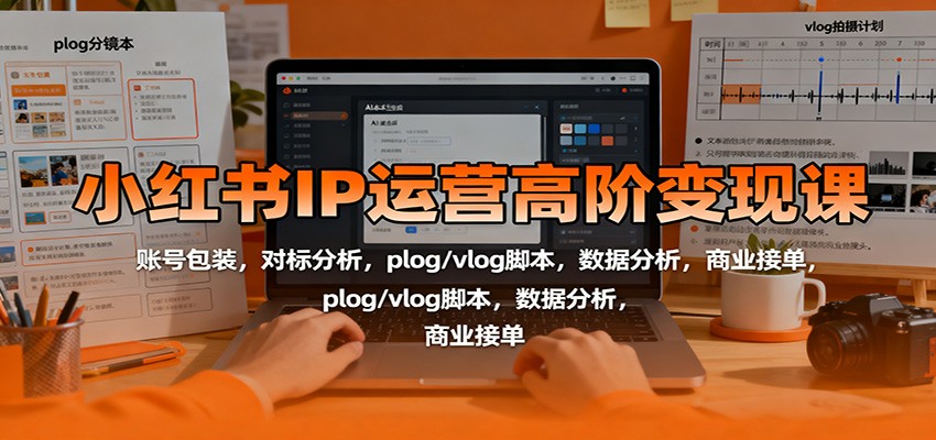 小红书IP运营高阶变现课:账号包装,对标分析,plog/vlog脚本,数据分析,商业接单-邪修侠