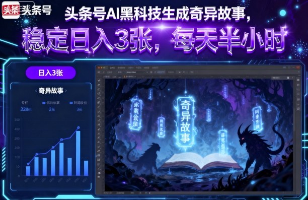 头条号AI黑科技生成奇异故事,稳定日入3张,每天半小时-邪修侠