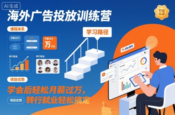 海外广告投放训练营,学会后轻松月薪过万,转行就业轻松搞定-邪修侠
