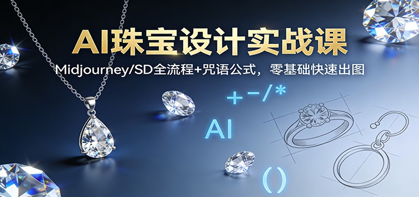 AI珠宝设计实战课：Midjourney/SD全流程+咒语公式，零基础快速出图-邪修侠