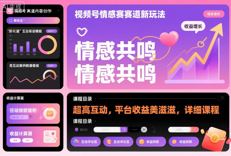 视频号情感赛道新玩法,超高互动,平台收益美滋滋,详细课程-邪修侠