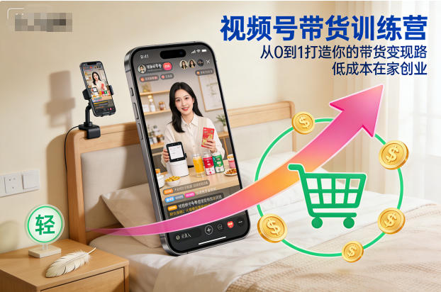视频号带货训练营,从0到1打造你的带货变现路,低成本在家创业-邪修侠