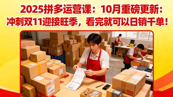 2025拼多多运营课:10月重磅更新:冲刺双11迎接旺季,看完就可以日销千单-邪修侠