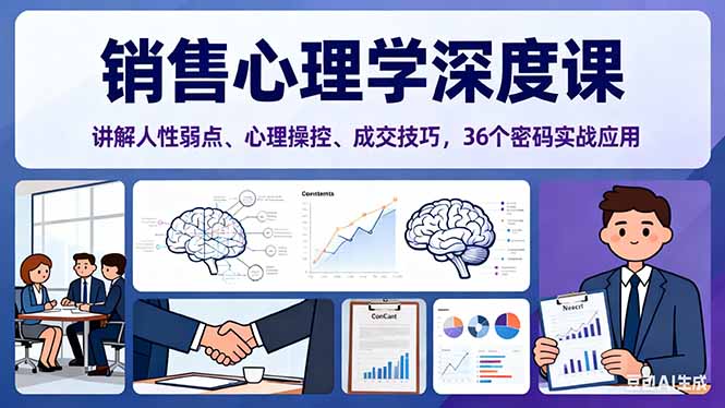 销售心理学深度课,讲解人性弱点、心理操控、成交技巧,36个密码实战应用-邪修侠