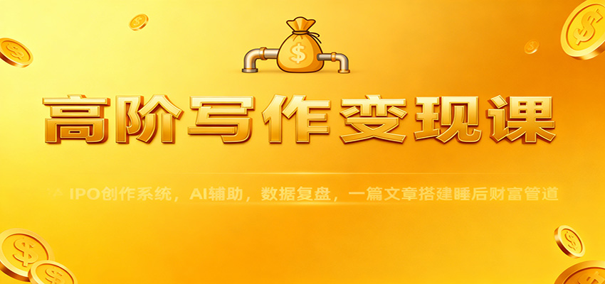 高阶写作变现课：IPO创作系统，AI辅助，数据复盘，一篇文章搭建睡后财富管道-邪修侠