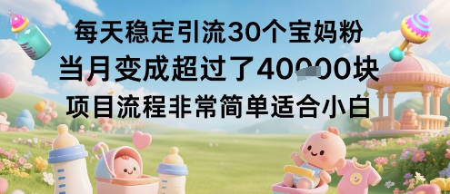 每天稳定引流30个宝妈粉当月变成超过了1W+项目流程非常简单适合小白-邪修侠