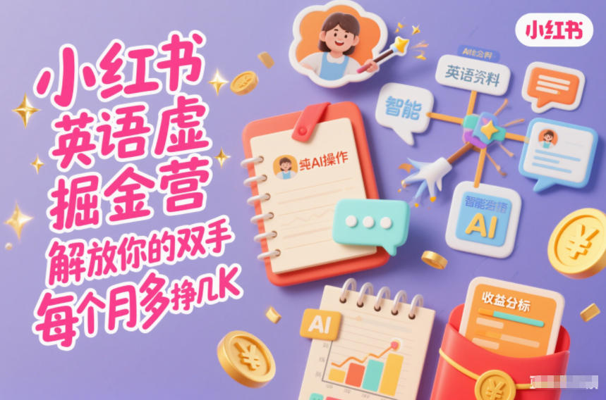 小红书英语虚拟资料掘金营,纯AI操作,解放你的双手,每个月多挣几K-邪修侠