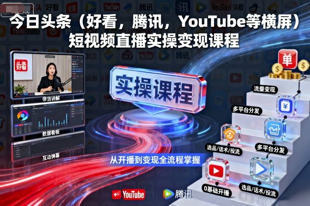 今日头条(好看,腾讯,YouTube等横屏)短视频直播实操变现课程-邪修侠