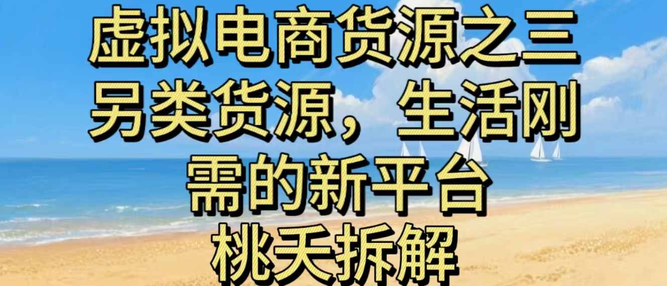 虚拟电商之三另类的货源,生活刚需的新平台-邪修侠