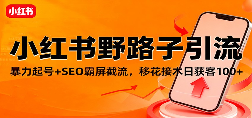 小红书野路子引流,暴力起号+SEO霸屏截流,移花接木日获客100+-邪修侠