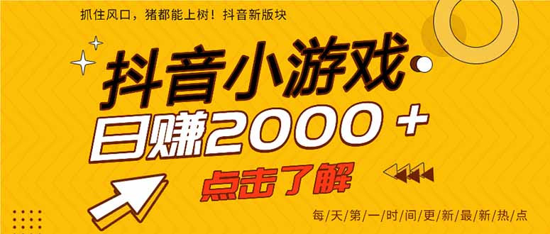 2025年爆火的抖音小游戏项目,一部手机日入2000+-邪修侠
