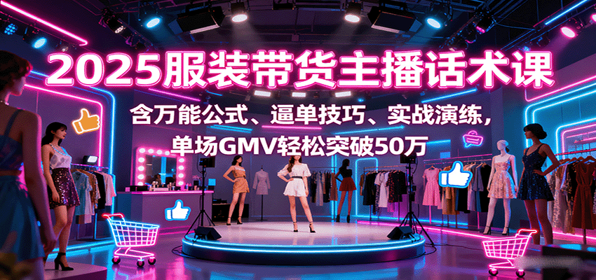 2025服装带货主播话术课,含万能公式、逼单技巧、实战演练,单场GMV轻松突破50万-邪修侠