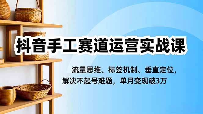 抖音手工赛道运营实战课,流量思维、标签机制、垂直定位,解决不起号难题,单月变现破3万-邪修侠